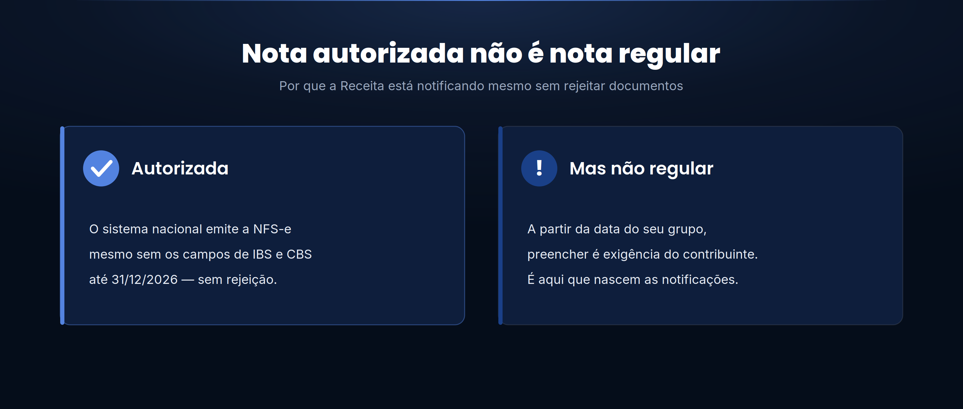 Comparativo: NFS-e autorizada pelo sistema nacional não é sinônimo de nota regular perante a Reforma Tributária